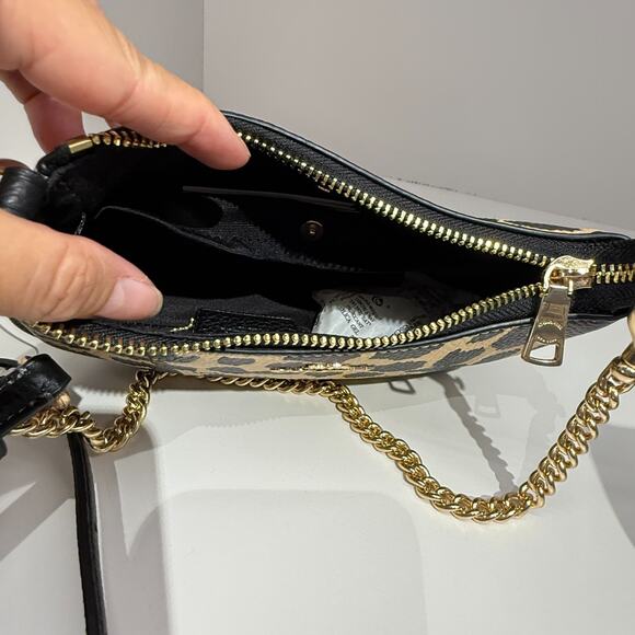 Coach Teri Mini Crossbody Bag With Leopard Print CBG65 Gold/Leopard Multi - Picture 5 of 11